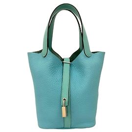 Bolso Hermès Picotin Lock PM en azul claro Azul