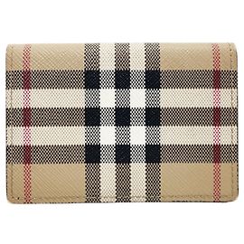 Burberry Check Trifold Wallet Black Beige
