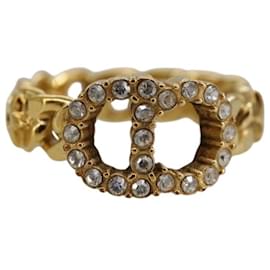 Christian Dior CD Ring Metall und Kristalle Golden
