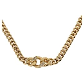 Christian Dior CD Anhänger Halskette Vergoldet Golden