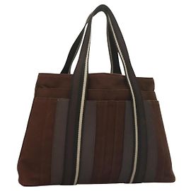 Hermès Bolsa tote horizontal em canvas MM Hermes Marrom