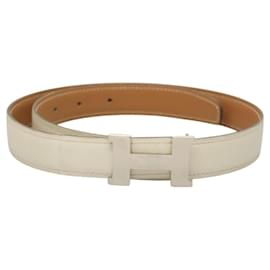Hermès Hermes Constance Belt Leather Medium White