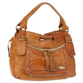 Chloé Sac à main Chloe Bay en cuir marron doré Auth BA6022 Marron Doré