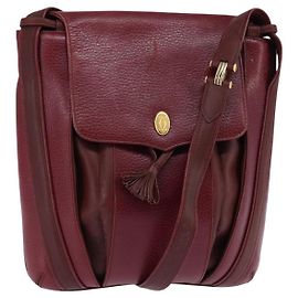 Sac à épaule Cartier en cuir bordeaux doré Auth BA6081 Doré Bordeaux