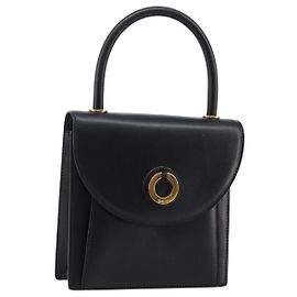 BALLY Bolsa de mão em couro preto e dourado Auth BA5596 Preto Dourado