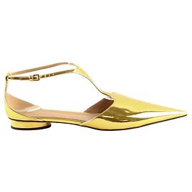 Bottega Veneta Ballerines en cuir verni dorées Doré