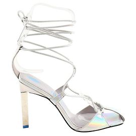Attico Silver leather heels Silvery
