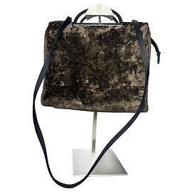 Bolsa de couro e pele 2Way vintage Courreges marrom Marrom