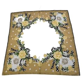 Sciarpa Vintage Dior Bianca Gialla Oro D'oro