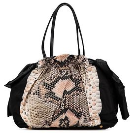 Prada Handtasche mit Python-Motiv und Band BR4206 Schwarz Beige