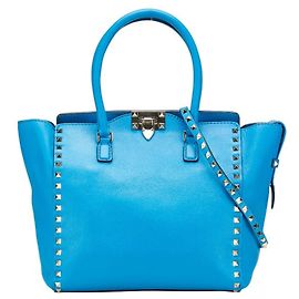 Borsa a mano/spalla in pelle blu Valentino Rockstud Blu