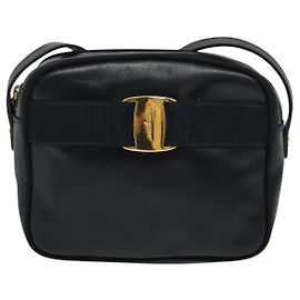 Salvatore Ferragamo Vala Shoulder Bag Leather Navy blue