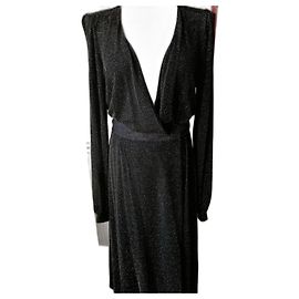 Lk Bennett Schwarzes Kleid mit silbernem Metallfaden Schwarz