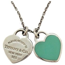 Tiffany & Co. Return to Double Heart Blue Necklace Silvery Blue