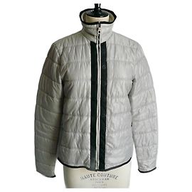 CHANEL Jaqueta de Pluma Cinza Mangas Longas T38 BOM ESTADO Cinza