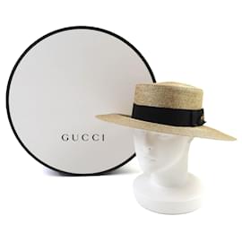 Gucci-Chapéu Boater de tecido Lam da Gucci-Dourado,Metálico