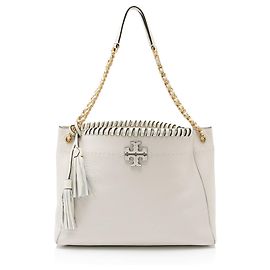 Schlappige Tote aus Leder mit Whipstitch McGraw von Tory Burch Weiß