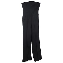Theory Strapless Straight-Leg Jumpsuit in Black Viscose Black