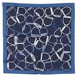 Hermès-Lenço de seda A Vo Etrier da Hermès-Azul
