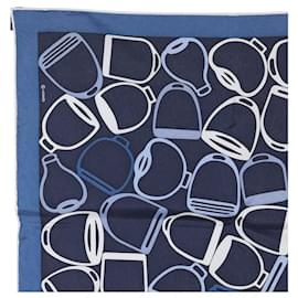 Hermès-Lenço de seda A Vo Etrier da Hermès-Azul