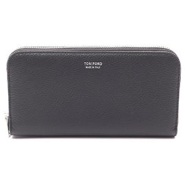 Tom Ford Leather Round Wallet Black Black