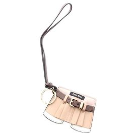 Miu Miu Leather MIU SKIRT Charm Pendant Brown