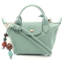 Grüne Lederhandtasche Le Pliage Extra XS von Longchamp Grün