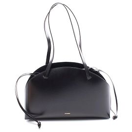 Jil Sander Leder Curve Tote Bag Schwarz Schwarz