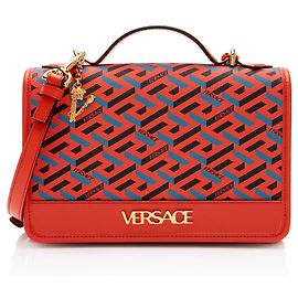 Versace La Greca Coated Canvas Top Handle Black