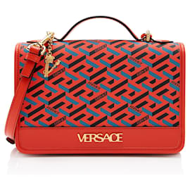Versace La Greca beschichtete Canvas-Handtasche Schwarz