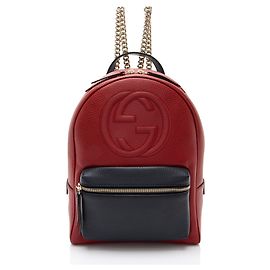 Gucci Leather Soho Chain Backpack Blue