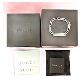 Gucci-Gucci ID Plate Silver 925 Bracelet-Silvery,Metallic