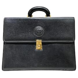 Versace Leather Briefcase Black