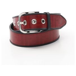 Fendi Leather PVC Coated Canvas Belt Red