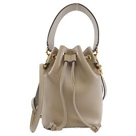Borsa Mini Mon Tresor in vitello Fendi Marrone Beige