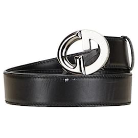 Gucci-Cinto de couro com fivela GG da Gucci-Preto