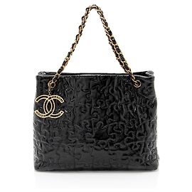 Chanel Patentleder Puzzle Tote Schwarz