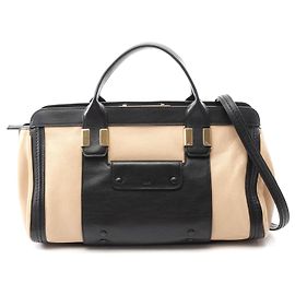 Chloé Bolsa de couro Chloe Alice Bege/Preto Marrom Bege