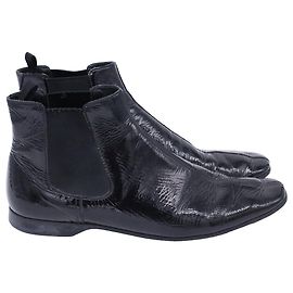 Prada Sport Chelsea Boots in Black Patent Leather  Black
