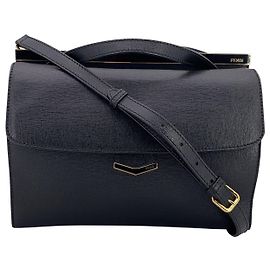 Fendi Black Leather Demi Jour Bag Tote Handbag with Shoulder Strap Black