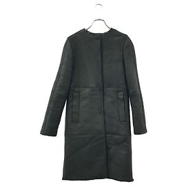 Jil Sander Navy Mouton Leather Coat Black
