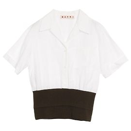 Marni Baumwollbluse Weiß Khaki