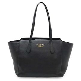 Gucci Swing Leather 2way Tote Bag Black