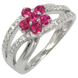 Autre Marque-K18WG Diamond Ruby Ring-Red