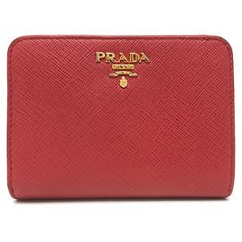 Prada 1ML018 Red Saffiano Leather Bifold Wallet Red