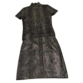 Conjunto de saia Yves Saint Laurent estampa python lã Impressão em python