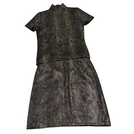 Tailleur jupe Yves Saint Laurent imprimé python laine Imprimé python