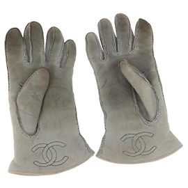 Luvas Mouton Azuis CC Auth bs29196 CHANEL Azul