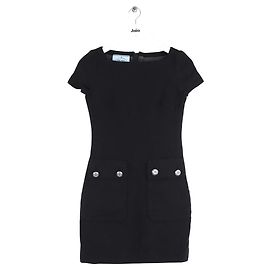 Prada Schwarzes Wollkleid Schwarz