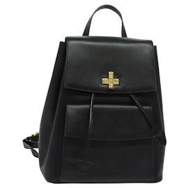 Céline Mochila de cuero negro y dorado Auth 141872 Negro Dorado